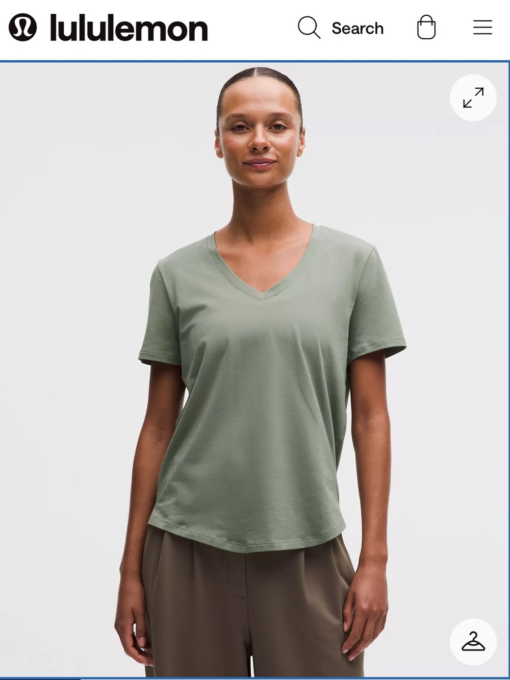 Lululemon Love V-Neck T-Shirt Willow Leaf 10 Light Green Pima Cotton